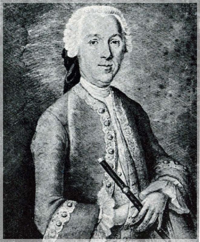 Portrait of Quantz (ca. 1767) by Heinrich Christoph Franke, Berlin, Staatsbibliothek, Musikabteilung (formerly owned by Carl Philipp Emanuel Bach)